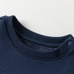 Dave&Bella Toddler Boys Winter Playful Starry Blue Plush-lined Sweatshirts Tops