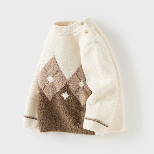 Dave&Bella Toddler Boys Csaula Aprioct Turtle Long-sleeved Cozy Sweaters Tops