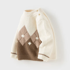 Dave&Bella Toddler Boys Csaul Apricot Turtle Long-sleeved Cozy Sweaters Tops