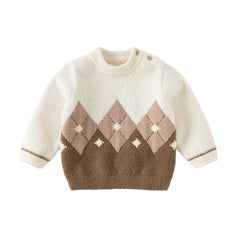 Dave&Bella Toddler Boys Csaul Apricot Turtle Long-sleeved Cozy Sweaters Tops