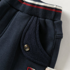 Dave&Bella Toddler Boys Winter Outdoor Plush-lined Cozy Adjustable Waistband Sweatpants
