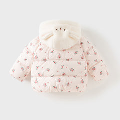 Dave&Bella Toddler Girls Winter Cute Pink Floral Print Outwear Windprooft Down Coats