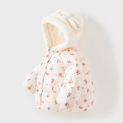 Dave&Bella Toddler Girls Winter Cute Pink Floral Print Outwear Windprooft Down Coats