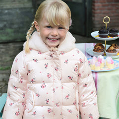 Dave&Bella Toddler Girls Winter Cute Pink Floral Print Outwear Windprooft Down Coats
