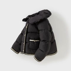 Dave&Bella Kids Girls Winter Elegant Black Outwear Windproof White Duck Down Coats
