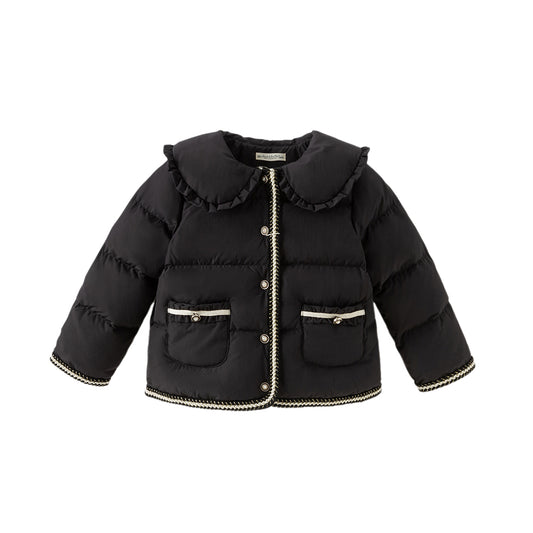 Dave&Bella Kids Girls Winter Elegant Black Outwear Windproof White Duck Down Coats