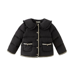 Dave&Bella Kids Girls Winter Elegant Black Outwear Windproof White Duck Down Coats
