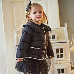 Dave&Bella Kids Girls Winter Elegant Black Outwear Windproof White Duck Down Coats