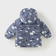 Dave&Bella Toddler Girls/Boys Winter Print Outwear Two-pieces Padded Hooded Coats Sets