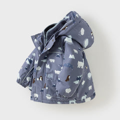 Dave&Bella Toddler Girls/Boys Winter Print Outwear Two-pieces Padded Hooded Coats Sets