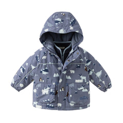 Dave&Bella Toddler Girls/Boys Winter Print Outwear Two-pieces Padded Hooded Coats Sets