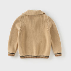 Dave&Bella Toddler Boys Autumn Cotton Apricot Polo Knit Pullover Sweater Tops