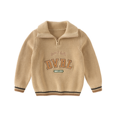 Dave&Bella Toddler Boys Autumn Cotton Apricot Polo Knit Pullover Sweater Tops