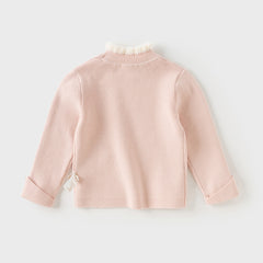 Dave&Bella Kids Girls Winter Elegant Plush Turtle Beige/Grey Pink Pullover Sweaters Tops