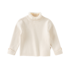 Dave&Bella Kids Girls Winter Elegant Plush Turtle Beige/Grey Pink Pullover Sweaters Tops