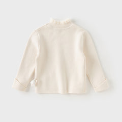 Dave&Bella Kids Girls Winter Elegant Plush Turtle Beige/Grey Pink Pullover Sweaters Tops