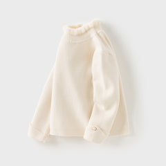 Dave&Bella Kids Girls Winter Elegant Plush Turtle Beige/Grey Pink Pullover Sweaters Tops