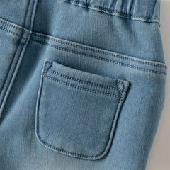 Dave&Bella Toddler Girls Winter Comfortable Denim Blue Losse Jeans Pants