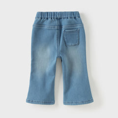 Dave&Bella Toddler Girls Winter Comfortable Denim Blue Losse Jeans Pants