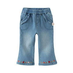 Dave&Bella Toddler Girls Winter Comfortable Denim Blue Losse Jeans Pants