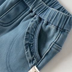 Dave&Bella Toddler Girls Winter Comfortable Denim Blue Losse Jeans Pants