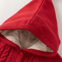 Dave&Bella Toddler Girls Festival Red Long-sleeved Hooded Warm Plush-lined Coats