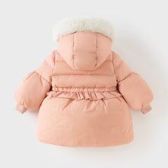 Dave&Bella Toddler Girls Winter Cute Pink Soft Fur-trimmed Outwear Hooded Down Coats