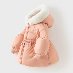Dave&Bella Toddler Girls Winter Cute Pink Soft Fur-trimmed Outwear Hooded Down Coats