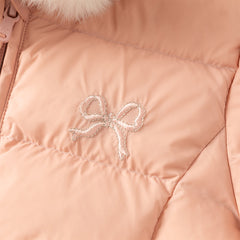 Dave&Bella Toddler Girls Winter Cute Pink Soft Fur-trimmed Outwear Hooded Down Coats