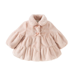 Dave&Bella Toddler Girls Winter Elegant Grey Pink Turtle Outwear Windproof Coats