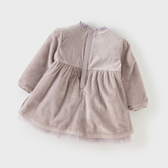 Dave&Bella Toddler Girls Graceful Grey Purple Turtle Plush-lined Mesh Princess Dress