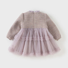 Dave&Bella Toddler Girls Graceful Grey Purple Turtle Plush-lined Mesh Princess Dress