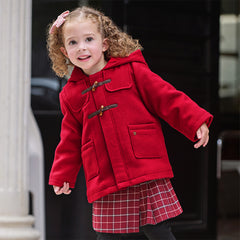 Dave&Bella Toddler Girls Charming Red Warm Padded Outwear Hooded Coats