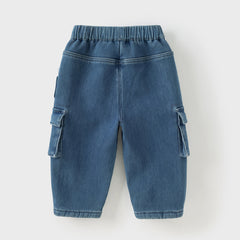 Dave&Bella Toddler Boys Autumn Cool Denim Blue Cargo Jeans Pants