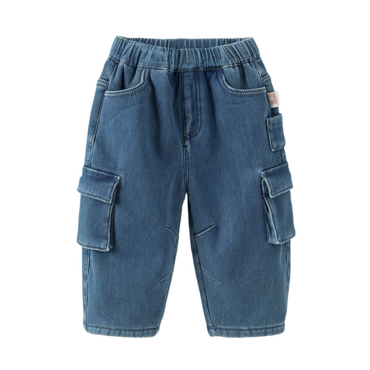 Dave&Bella Toddler Boys Autumn Cool Denim Blue Cargo Jeans Pants