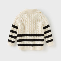 Dave&Bella Kids Boys Autumn Casual Beige Knit Pullover Sweater Tops