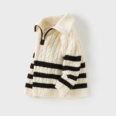 Dave&Bella Kids Boys Autumn Casual Beige Knit Pullover Sweater Tops