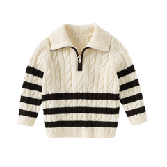 Dave&Bella Kids Boys Autumn Casual Beige Knit Pullover Sweater Tops