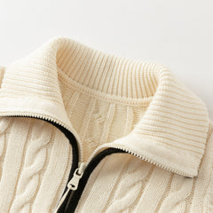 Dave&Bella Kids Boys Autumn Casual Beige Knit Pullover Sweater Tops