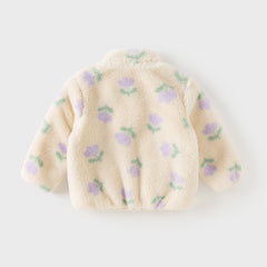 Dave&Bella Toddler Girls/Boys Multi-color&print Turtle Plush Outwear Jackets