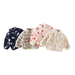 Dave&Bella Toddler Girls/Boys Multi-color&print Turtle Plush Outwear Jackets