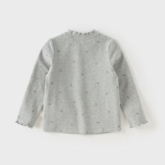 Dave&Bella Toddler Girls Winter Sweet Cotton Print T-shirts Tops