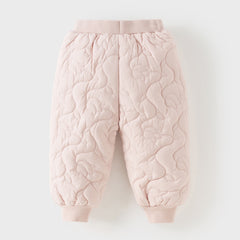 Dave&Bella Toddler Girls Versatile Grey Pink/Navy Blue Cozy Padded Drawstring Pants