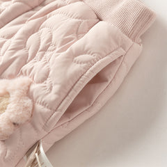 Dave&Bella Toddler Girls Versatile Grey Pink/Navy Blue Cozy Padded Drawstring Pants