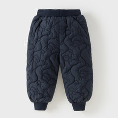 Dave&Bella Toddler Girls Versatile Grey Pink/Navy Blue Cozy Padded Drawstring Pants