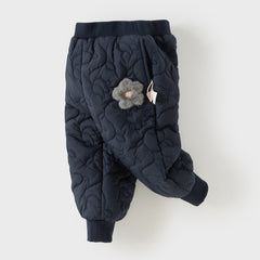 Dave&Bella Toddler Girls Versatile Grey Pink/Navy Blue Cozy Padded Drawstring Pants