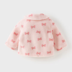 Dave&Bella Toddler Girls Sweet Bow Print Long-sleeved Outwear Padded Coats