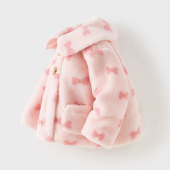 Dave&Bella Toddler Girls Sweet Bow Print Long-sleeved Outwear Padded Coats
