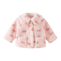 Dave&Bella Toddler Girls Sweet Bow Print Long-sleeved Outwear Padded Coats