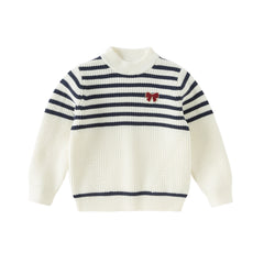 Dave&Bella Kids Girls Winter Sweet Striped Turtle Long-sleeved Pullover Sweaters Tops